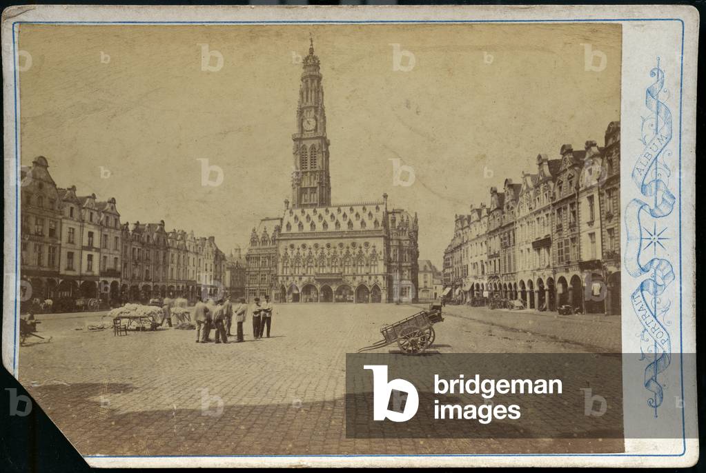 France, Nord-Pas-de-Calais, Pas-de-Calais (62), Arras: The belfry and the place des Heros, 1870