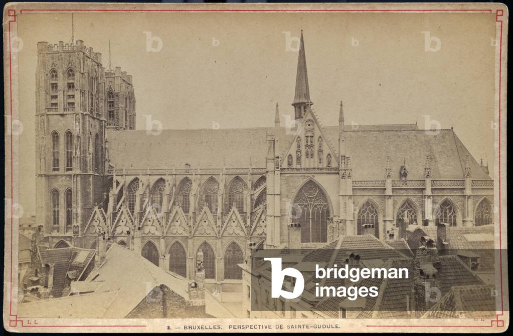Brussels: Perspective of the Cathedral of Saint Gudule, 1880