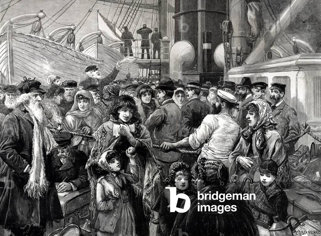 Russian Jews arriving on a boat at Liverpool, England in 1891