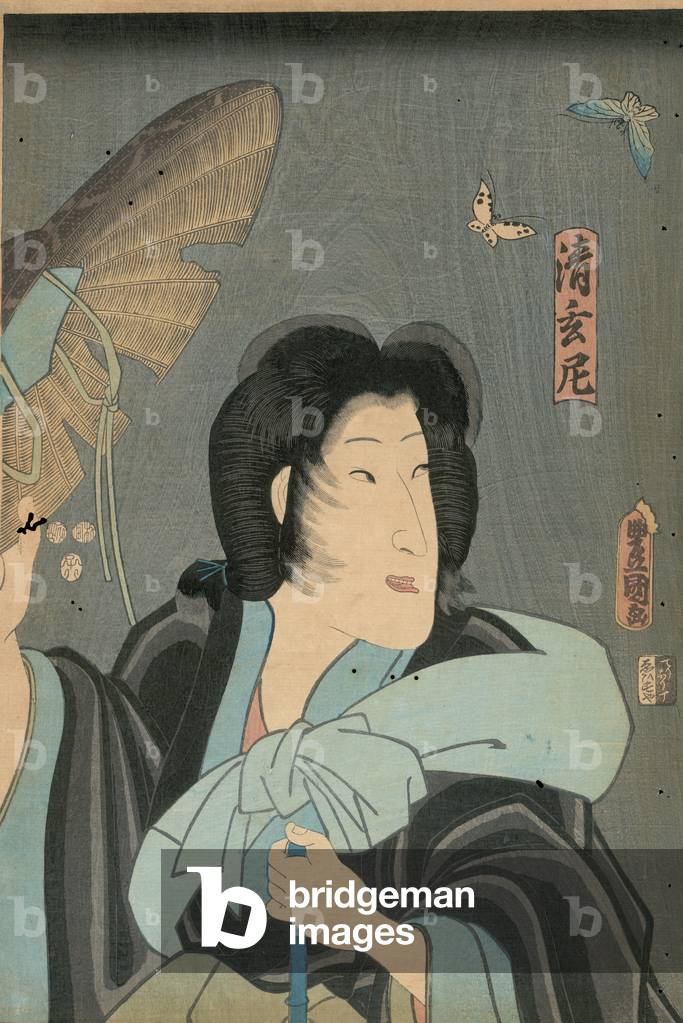 "Poeta e farfalla", 1855 di Utagawa Kunisada