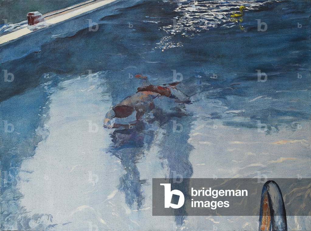Swimming (oil on canvas)