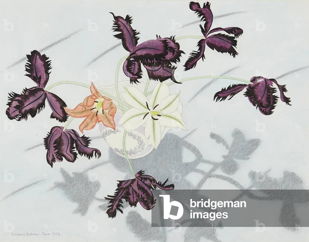 Black Parrot Tulips ( mixed media)