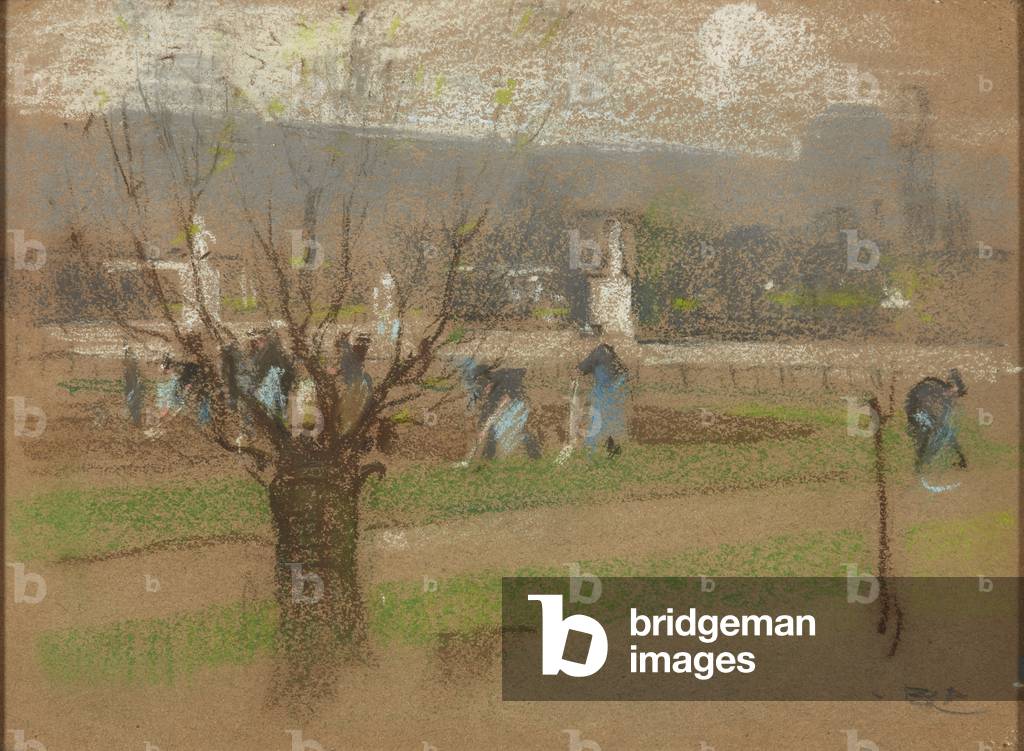 Bulb Planting In the Tuileries Gardens, Paris (pastel)