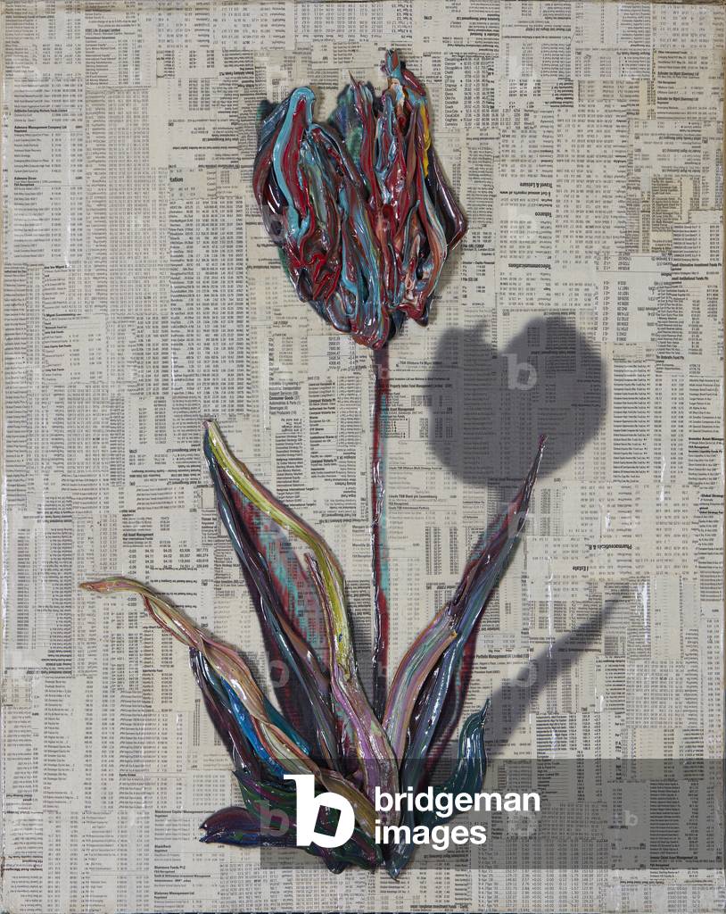 Inverted Tulip Book De Admirael Van Der Eyck, 2013 (acrylic and collage on canvas)