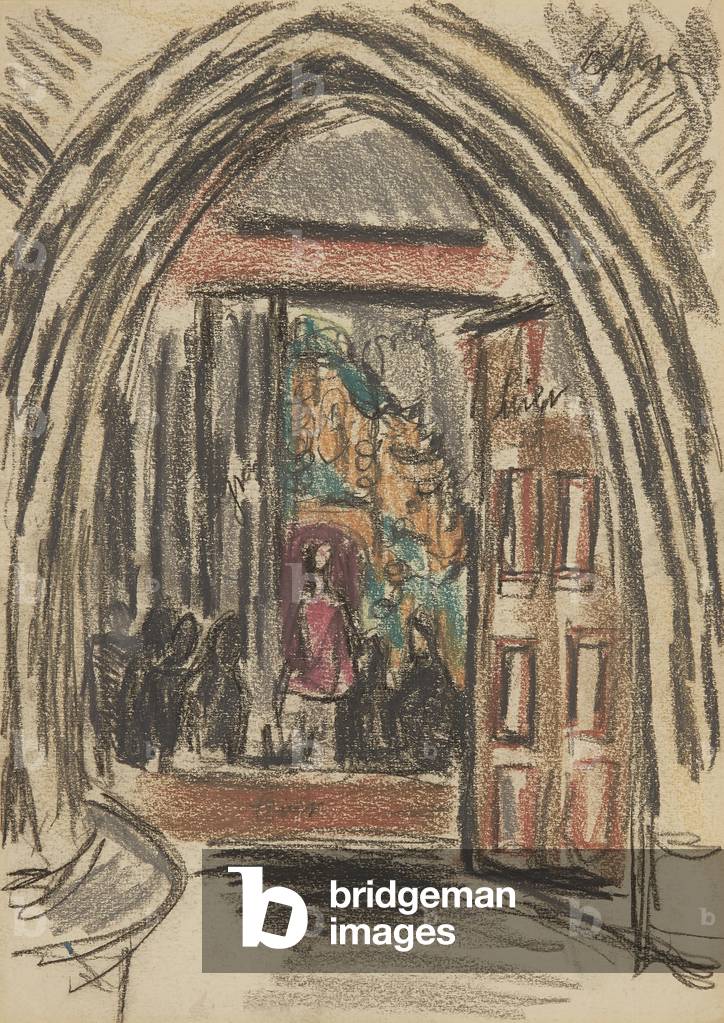 Church Interior (pastel and charcoal)