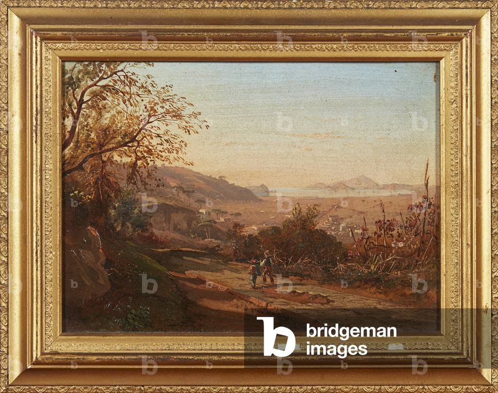 Figures on a Path, Pianura Di Bagno (oil on board)