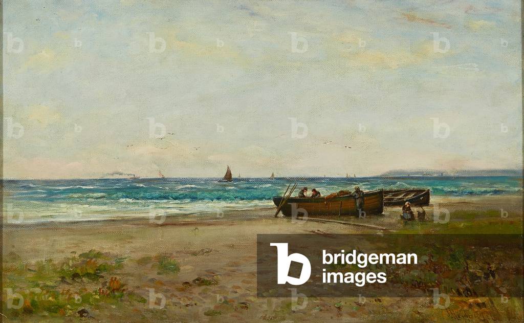 Tending the Boats, Ayrshire Coast ( oil on canvas)