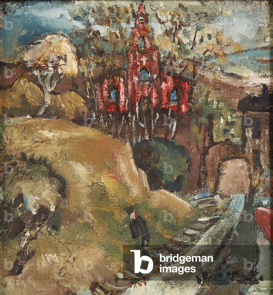 The Red Church And Slaughter Lane (oil on board)