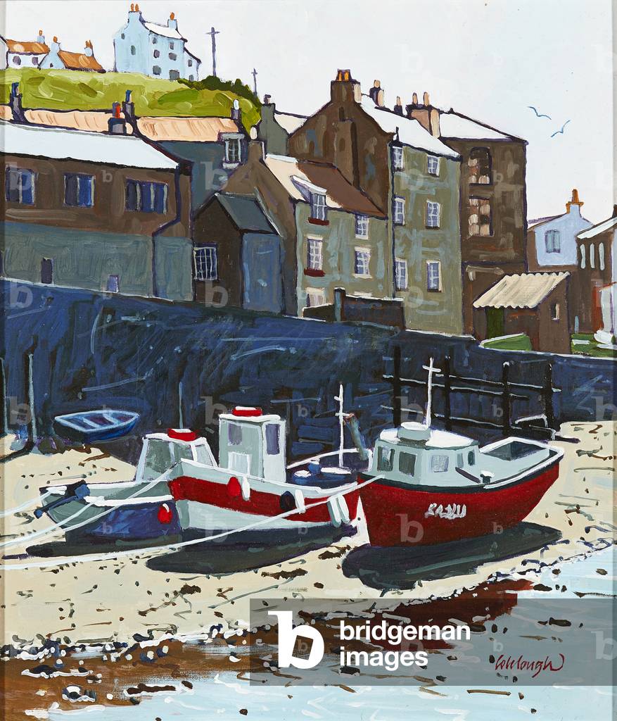 Boats in Harbour (acrylic on board)