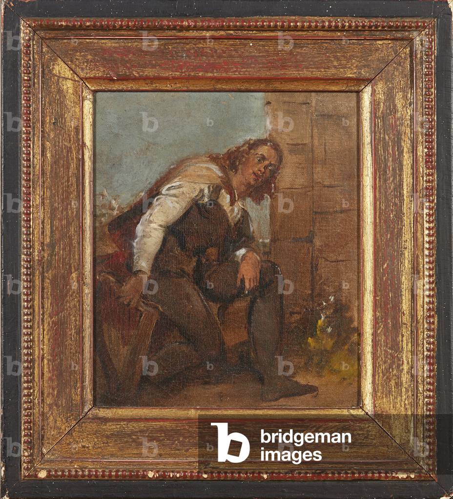 A Devoted Suitor With His Harp (oil on canvas)