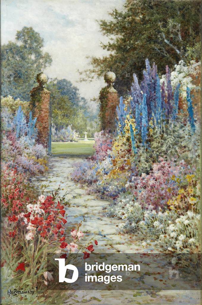 The Herbaceous Border (oil on canvas)