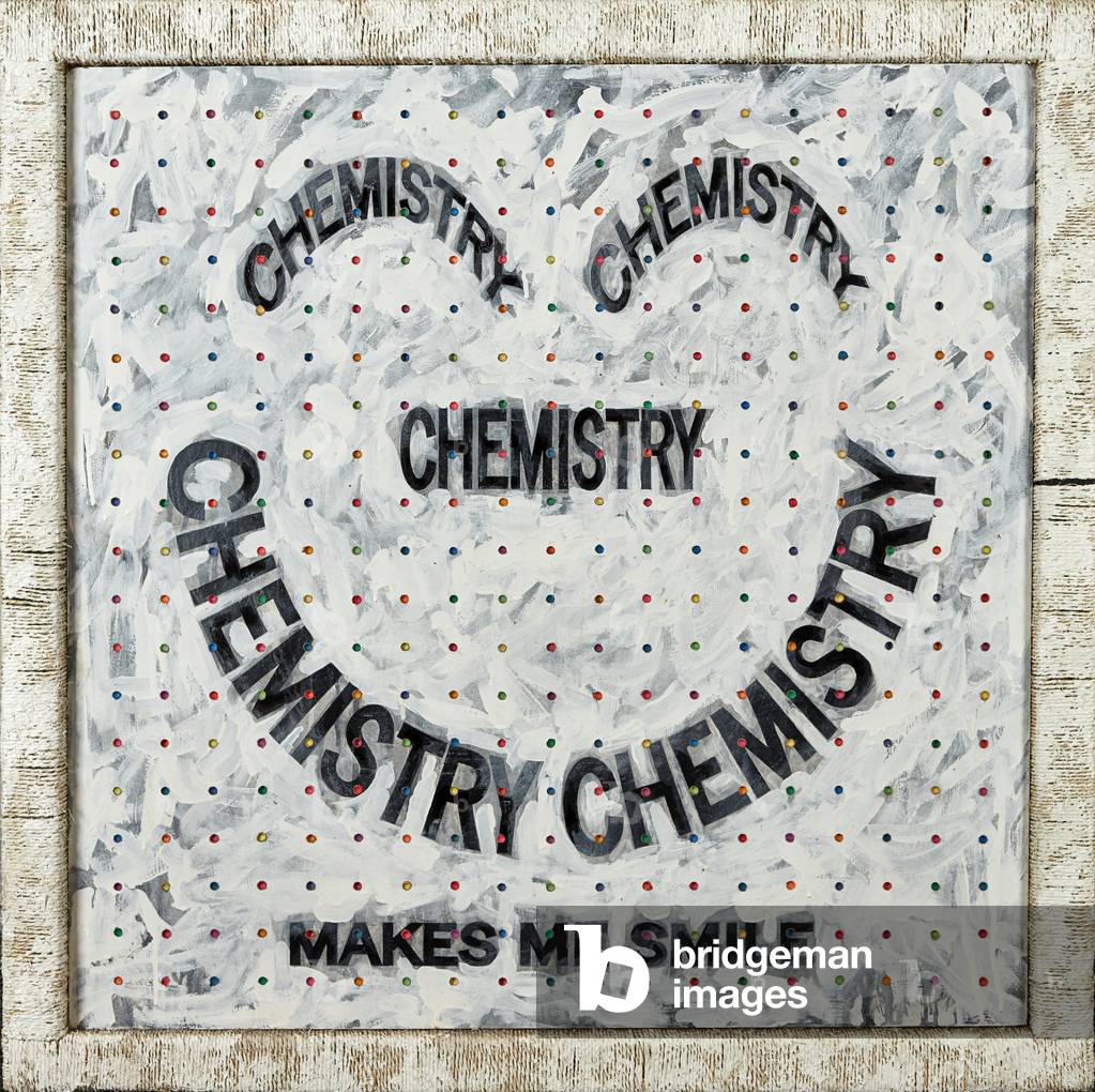 Chemistry Makes Me Smile, 2012 (acrylic, enamel and plasticine on MDF with string frame)