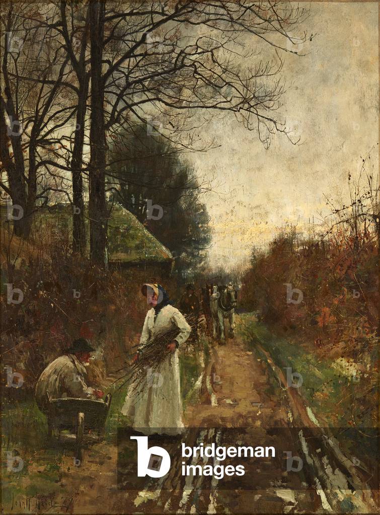 Gathering Firewood (oil on canvas)