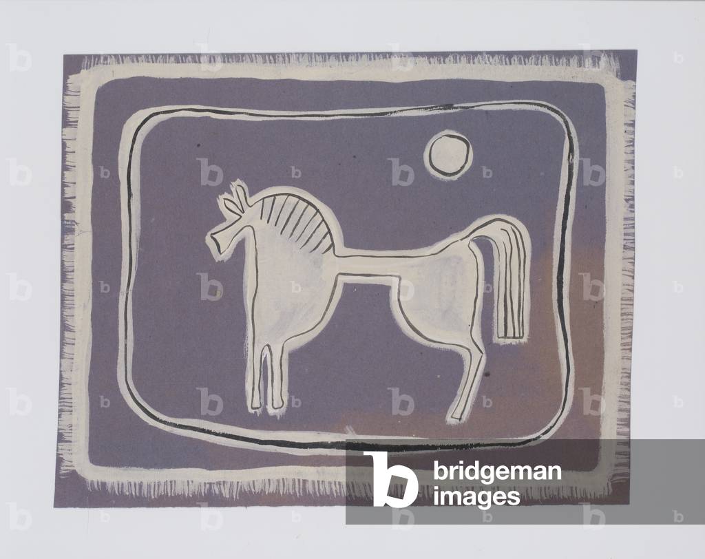 Design For 'White Horse' Table Linen (gouache)