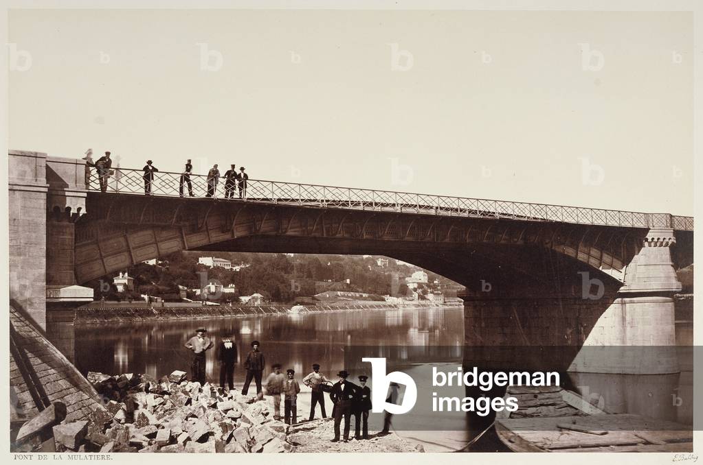 Pont de la Mulatiere / [Mulatiere Bridge]; Edouard Baldus, French, born Germany, 1813 - 1889; Lyon, France, Europe; negative 1861; print 1861 - 1863; Albumen silver print; Image: 28.4 x 44 cm (11 3/16 x 17 5/16 in.), Mount: 45.7 x 63.2 cm (18 x 24 7/8 in.) -