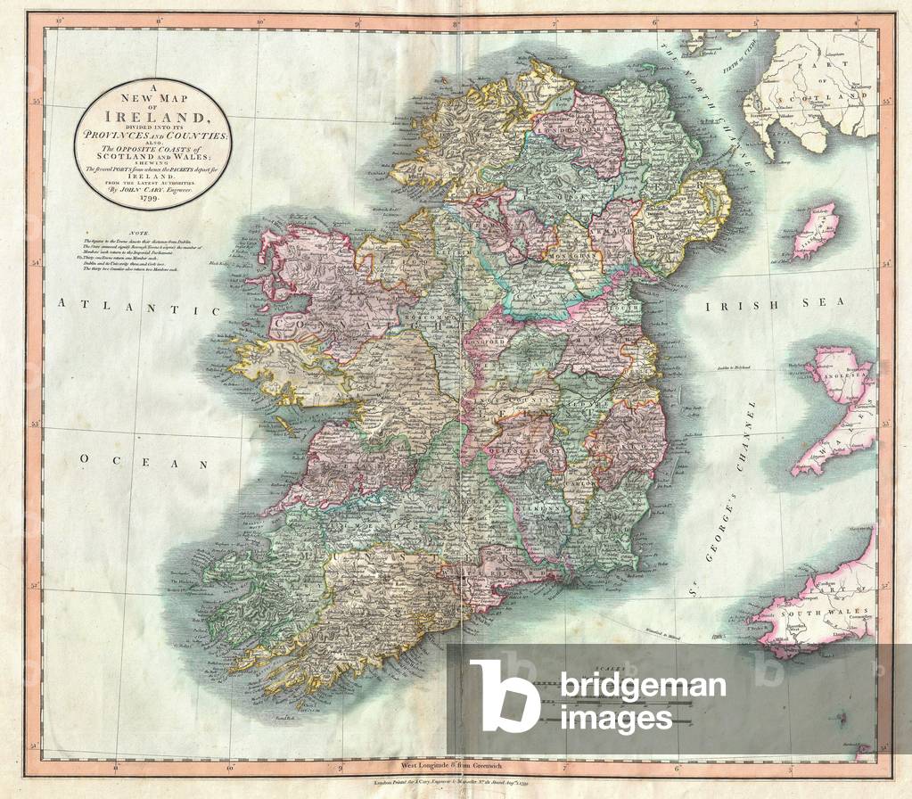 1799, Cary Map of Ireland, John Cary, 1754 Ð 1835, was an English cartographer, John Cary, 1754 Ð 1835, English cartographer