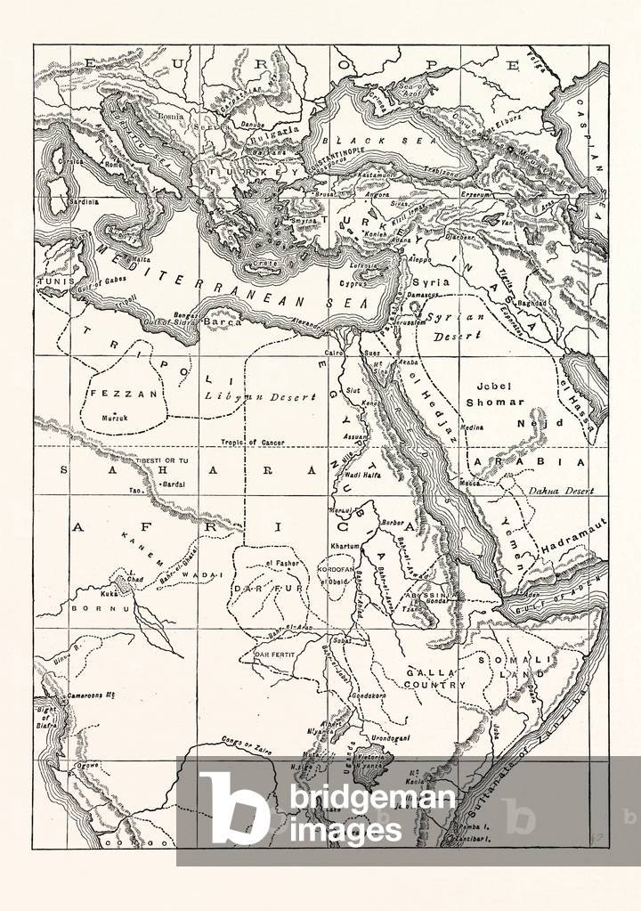 Map of South Eastern Europe, Western Asia, And Northern And Central Africa
