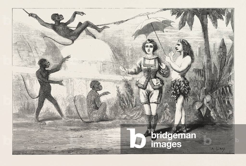 The Pantomimes, Jack in Wonderland at the Crystal Palace, London, Engraving 1876, UK, Theatre