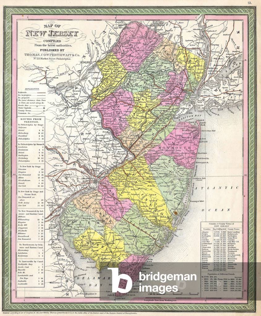 1850, Cowperthwait, Mitchell Map of New Jersey
