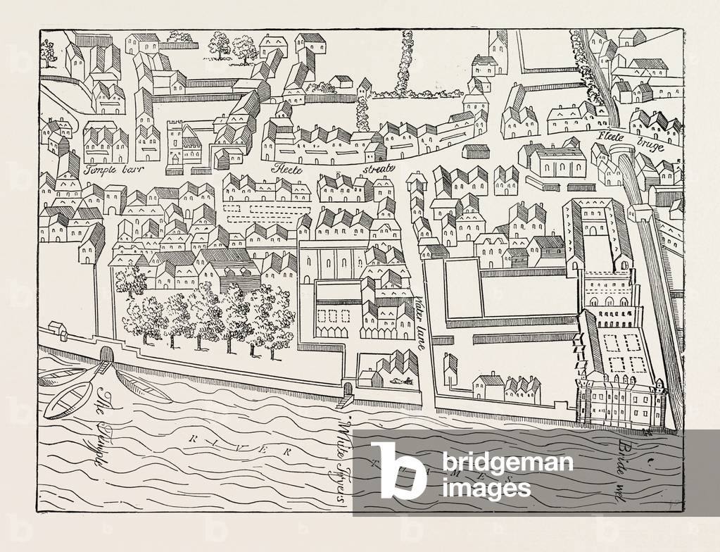 Fleet Street the Temple London from a Plan Published by Ralph Aggas 1563
