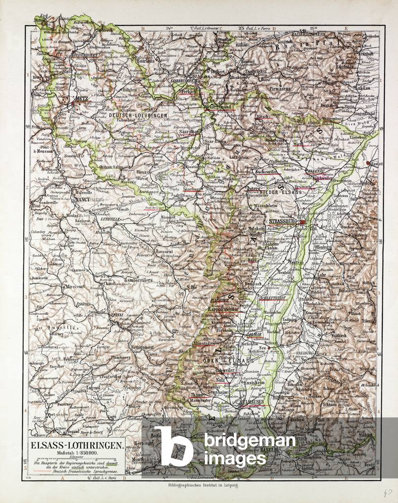 Map of Elsass-Lothringen 1899
