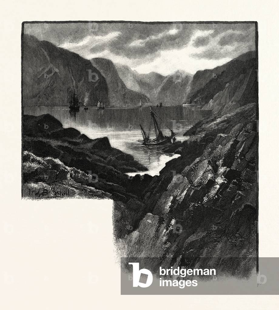 Entrance to Saguenay River, Canada, Nineteenth Century Engraving