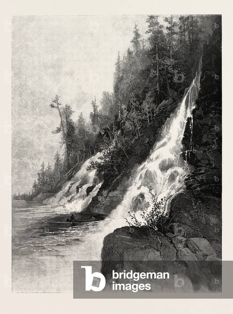 Wa-Sitch-E-Wan Falls, Canada, Nineteenth Century Engraving