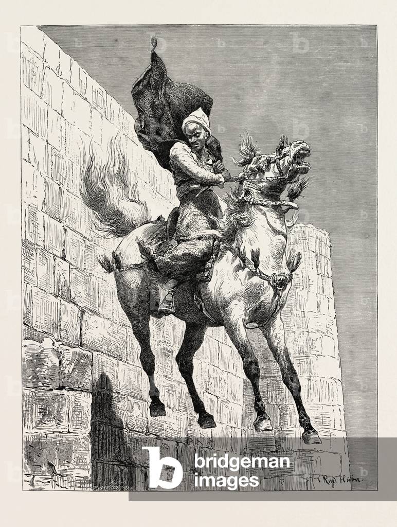 The Mameluke's Leap. Egypt, Engraving 1879