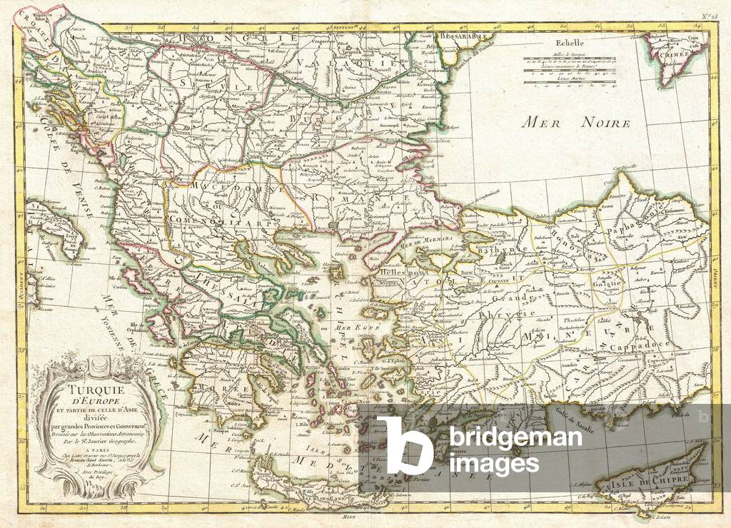 1771, Janvier Map of Greece, Turkey, Macedonia andamp, the Balkans