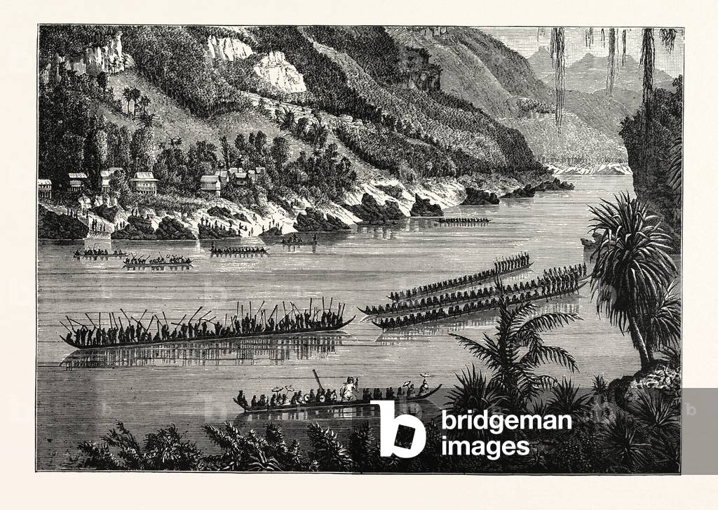 Barges on the Mekong River, Cambodia.