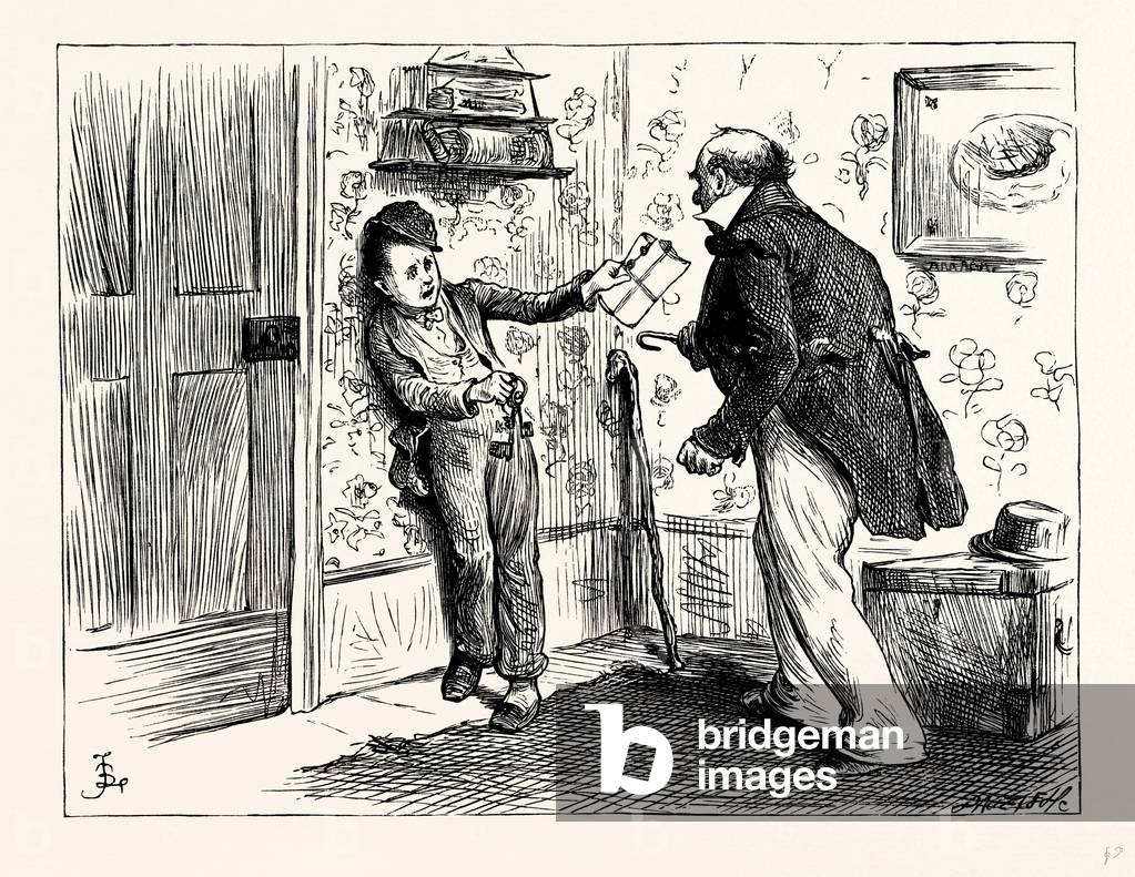 Charles Dickens Dombey and Son.  the Captain's Voice Was So Tremendous and He Came Out of His Corner with Such Way on Him that Rob Retreated Before Him Into Another Corner : Holding Our the Keys and Pace Et to Prevent Himself from Being Run Down.