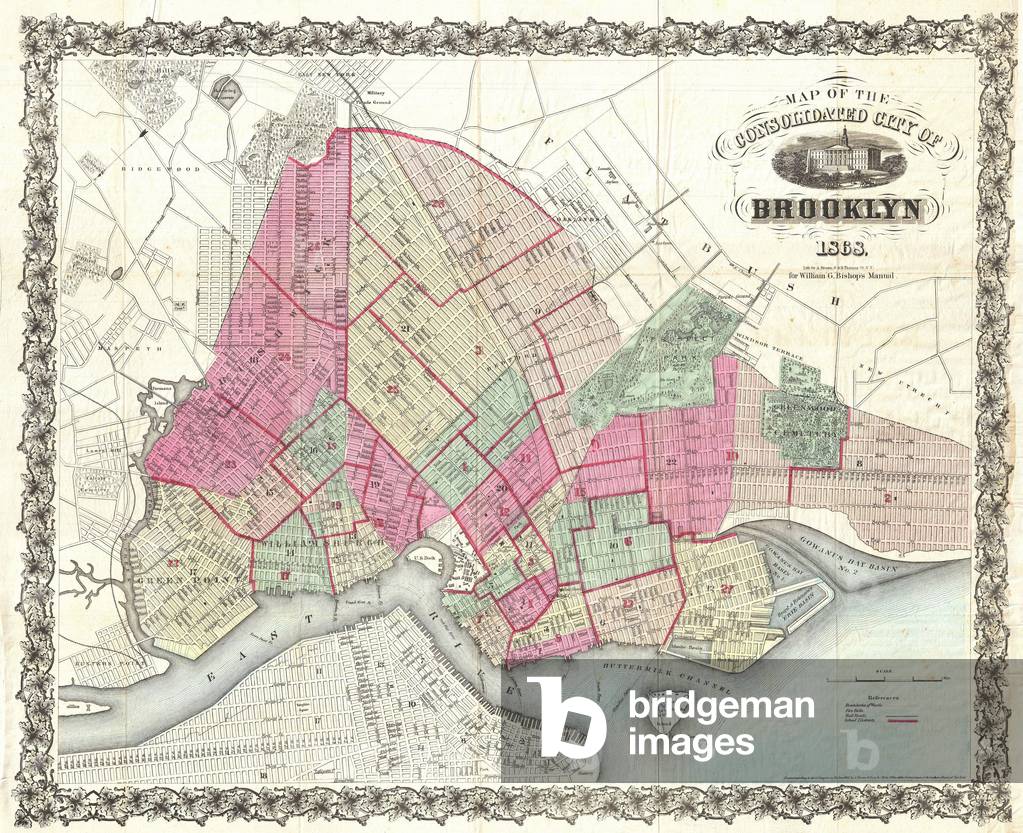 1868, Bishop Pocket Map of Brooklyn, New York