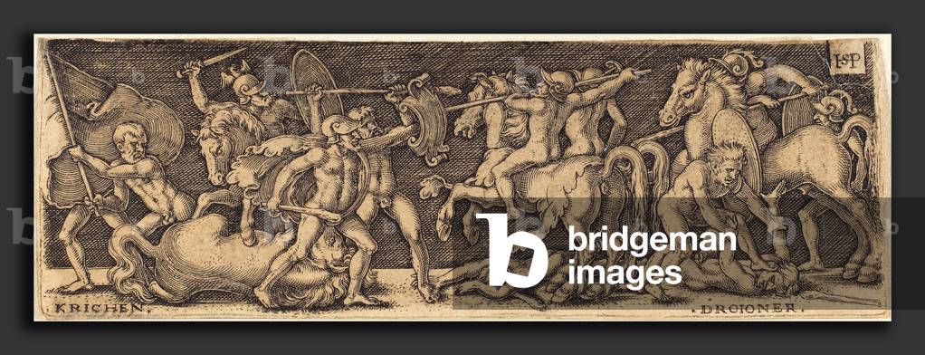 Combat des grecs et des troyens - Sebald Beham (German, 1500 - 1550), Combat of Greeks and Trojans, engraving