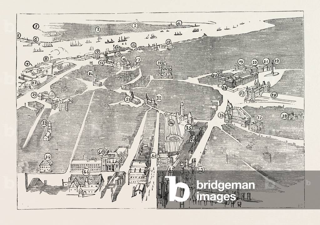 Bird's Eye View of. Liverpool, 1885