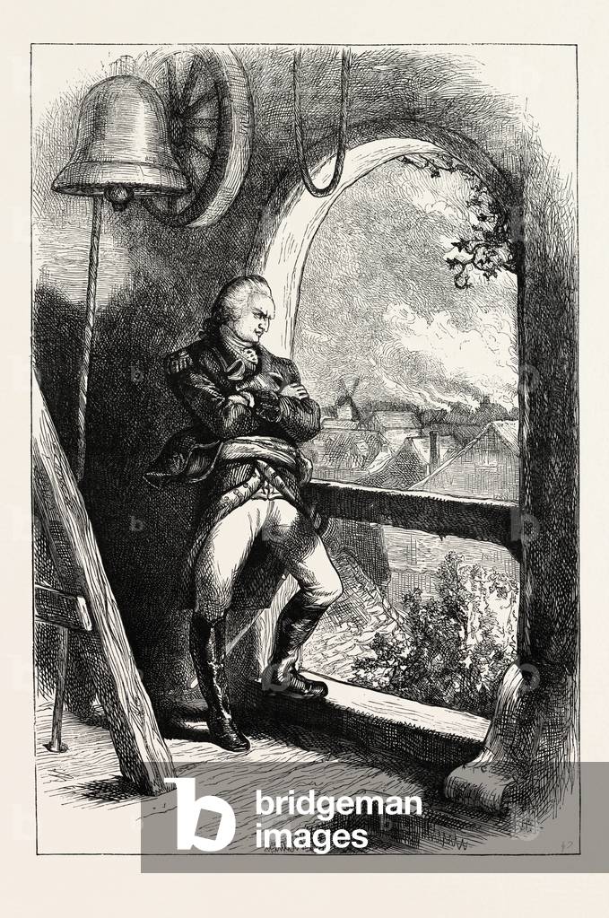 Arnold Viewing the Destruction of New London, American Revolutionary War,USA, 1870s Engraving