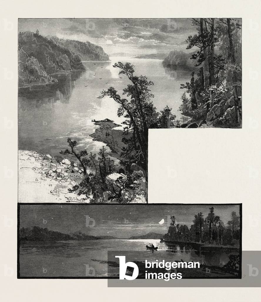 Manitoba, Cross Lake (Bottom), Lake Deception (Top), Canada, Nineteenth Century Engraving