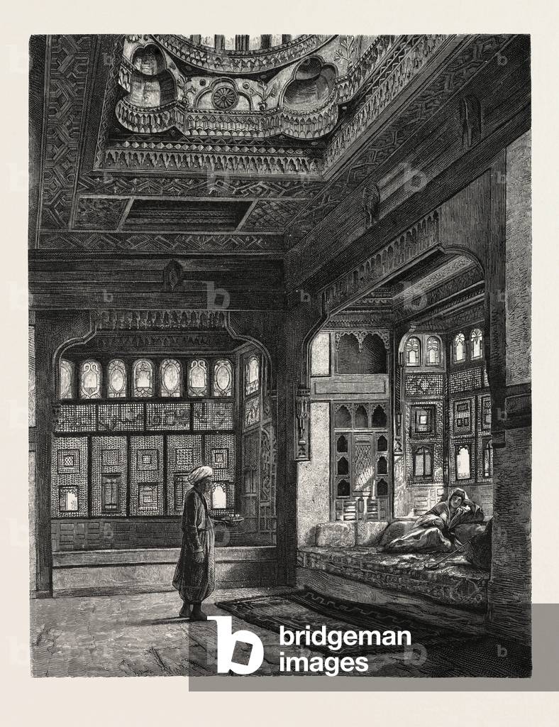 Ka'Ah in the Harem of Sheykh Sadat. Egypt, Engraving 1879