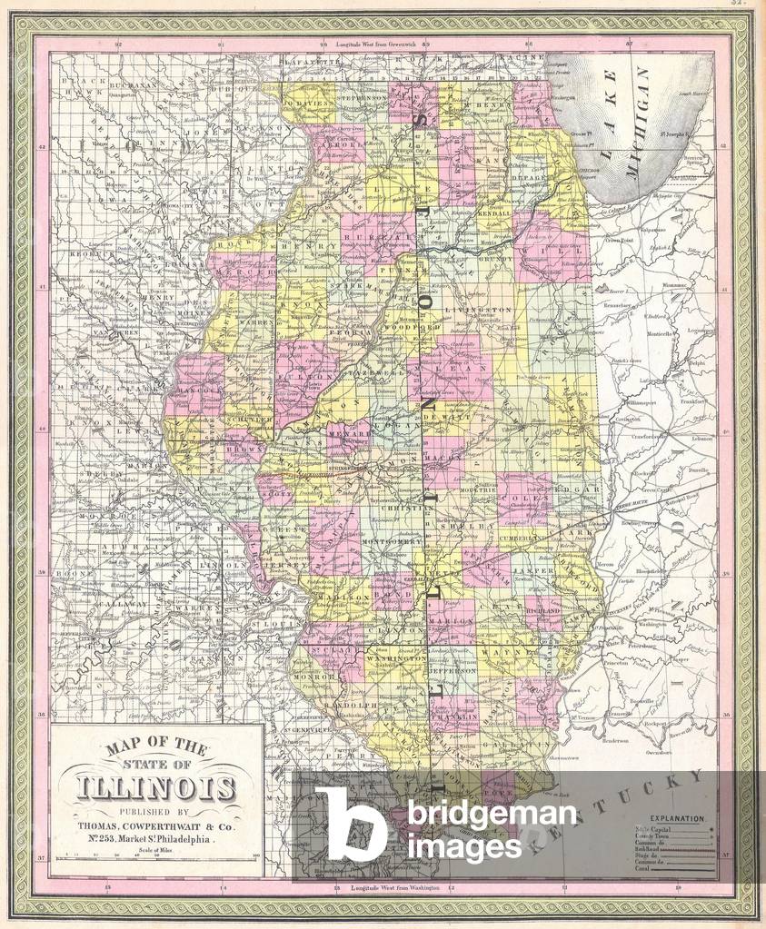 1850, Cowperthwait Map of Illinois