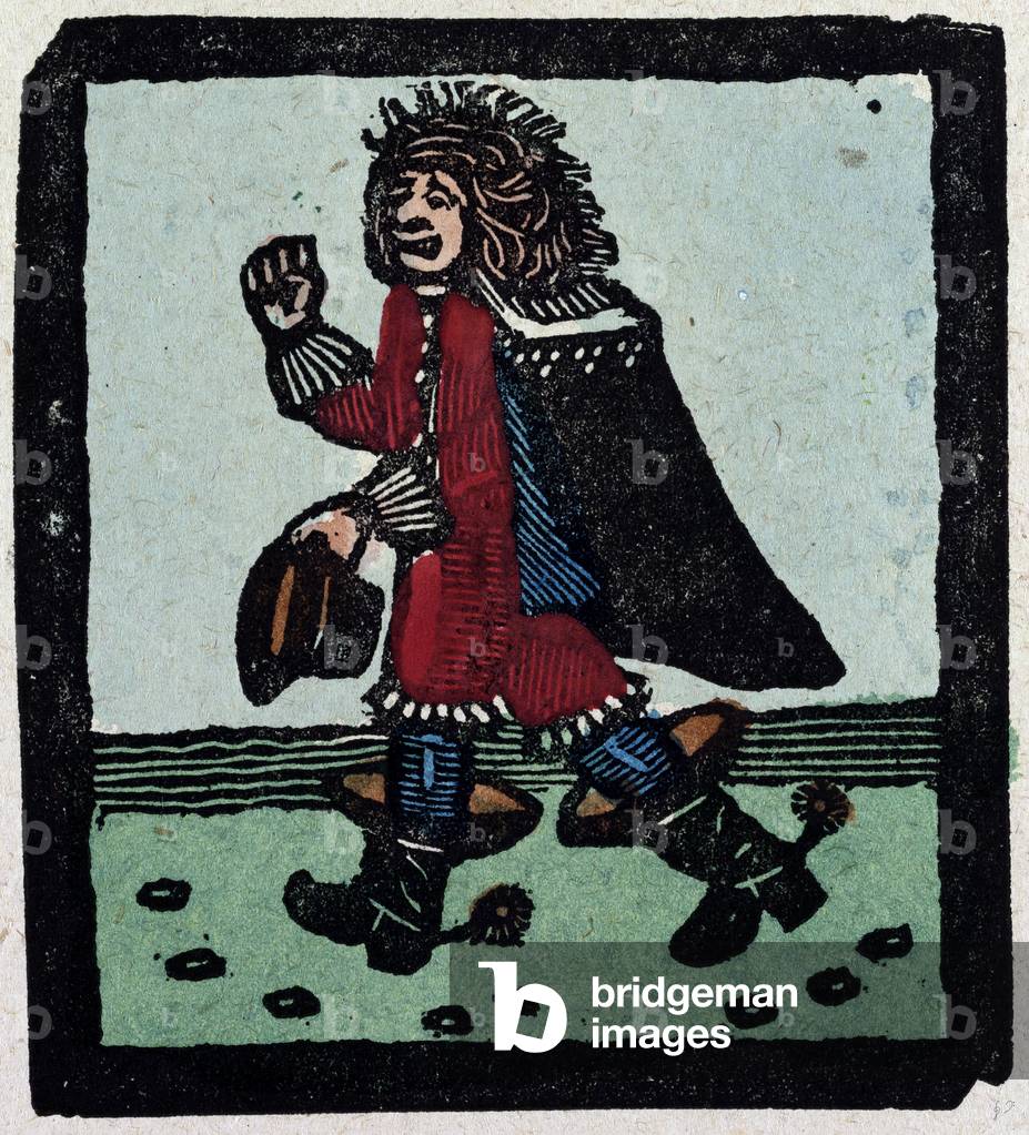 Illustration of English Tales Folk Tales and Ballads. A Man Wearing Red Clothes a Cape and Black Boots