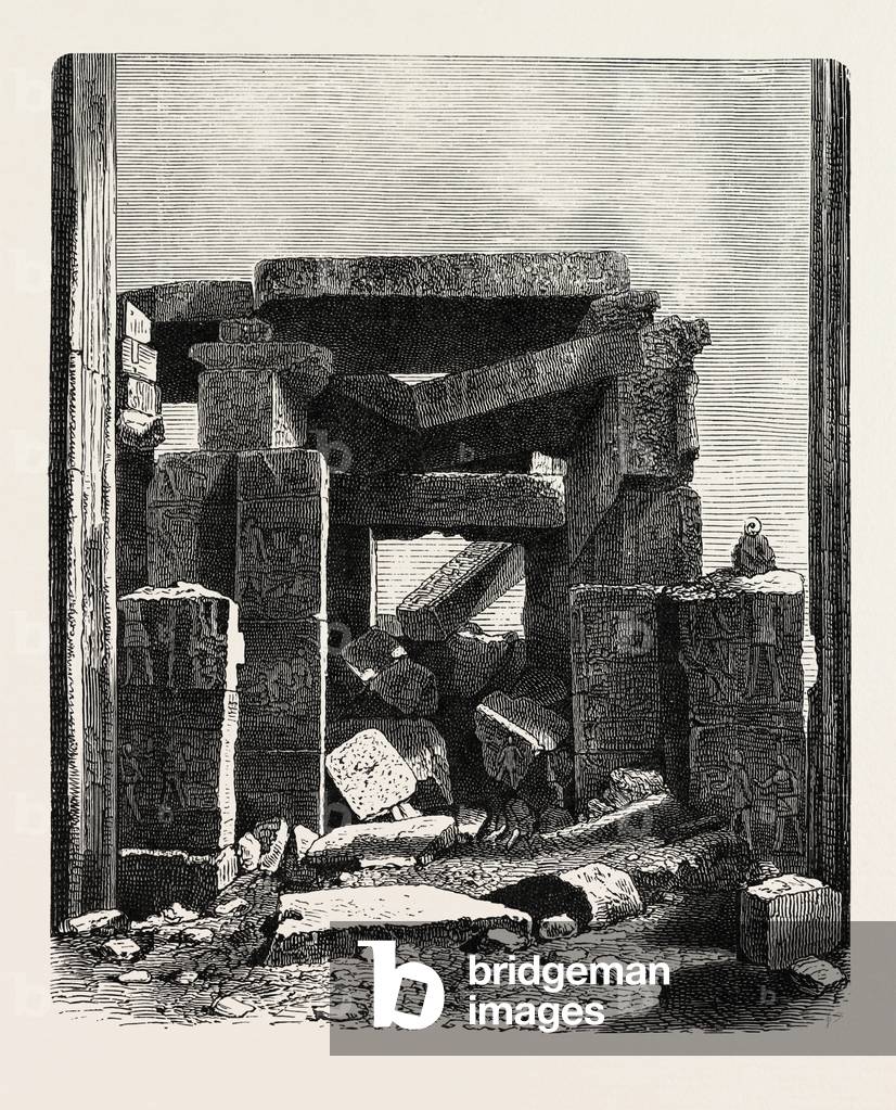 Sanctuary in the Great Temple of Karnak. Egypt, Engraving 1879
