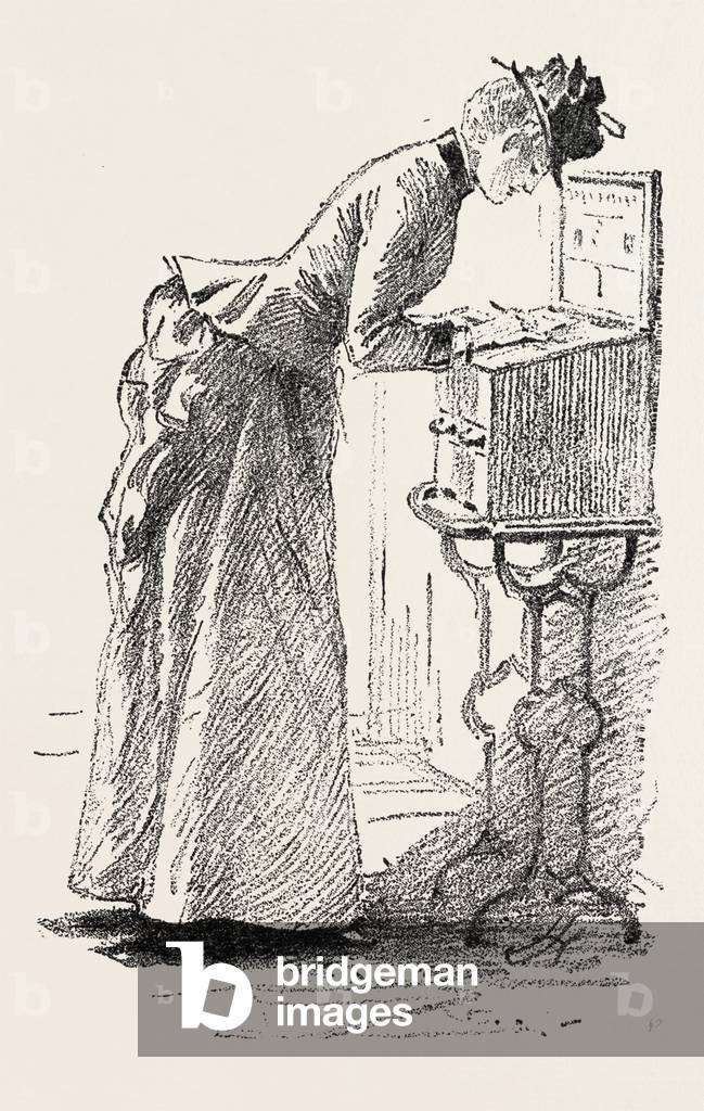 A Hasty Note at the Railway Station, 1890 Engraving
