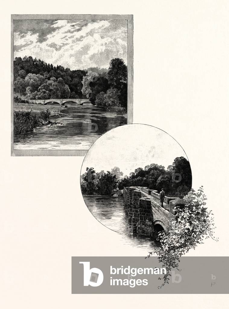 Wolseley Bridge (Left), Shugborough (Right), UK. Shugborough is a Country Estate in Great Haywood, Staffordshire, England, 4 Miles from Stafford on the Edge of Cannock Chase. It Comprises a Country House, Kitchen Garden, and Model Farm.