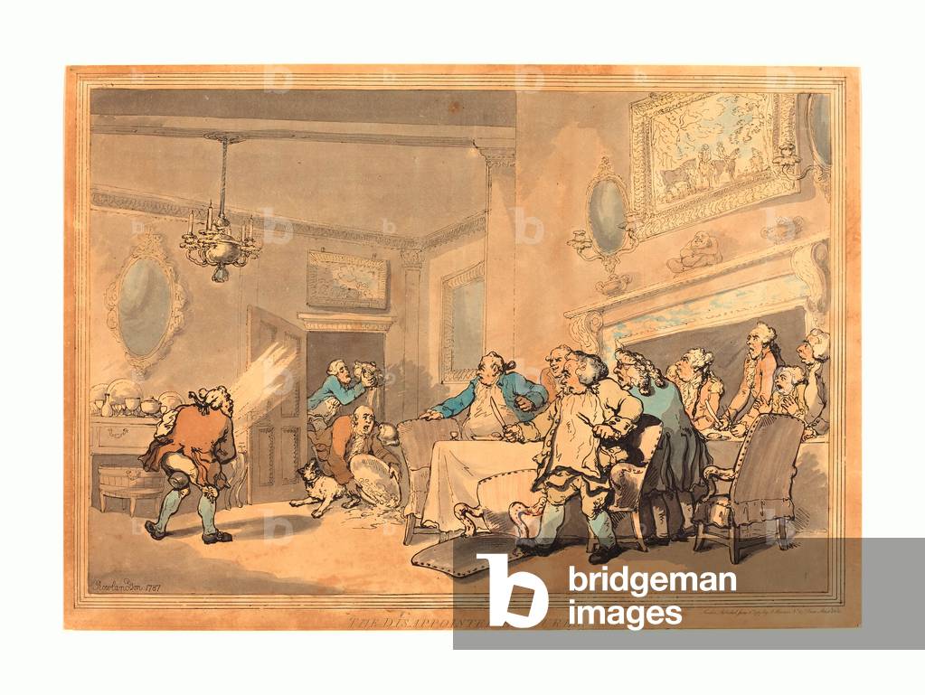 Thomas Rowlandson (British, 1756  1827 ), the Disappointed Epicures, 1787, Hand Colored Etching