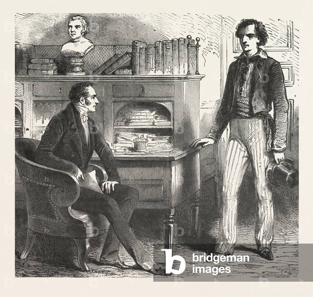 At the Desk, the Count of Monte Christo, Alexandre Dumas, 1844, Historical Novel, Adventure Fiction, Romance Novel, Fiction,19th Century, Men, Chair, Book, Books, Statue