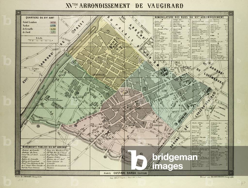 Map of the 15th Arrondissement De Vaugirard Paris France
