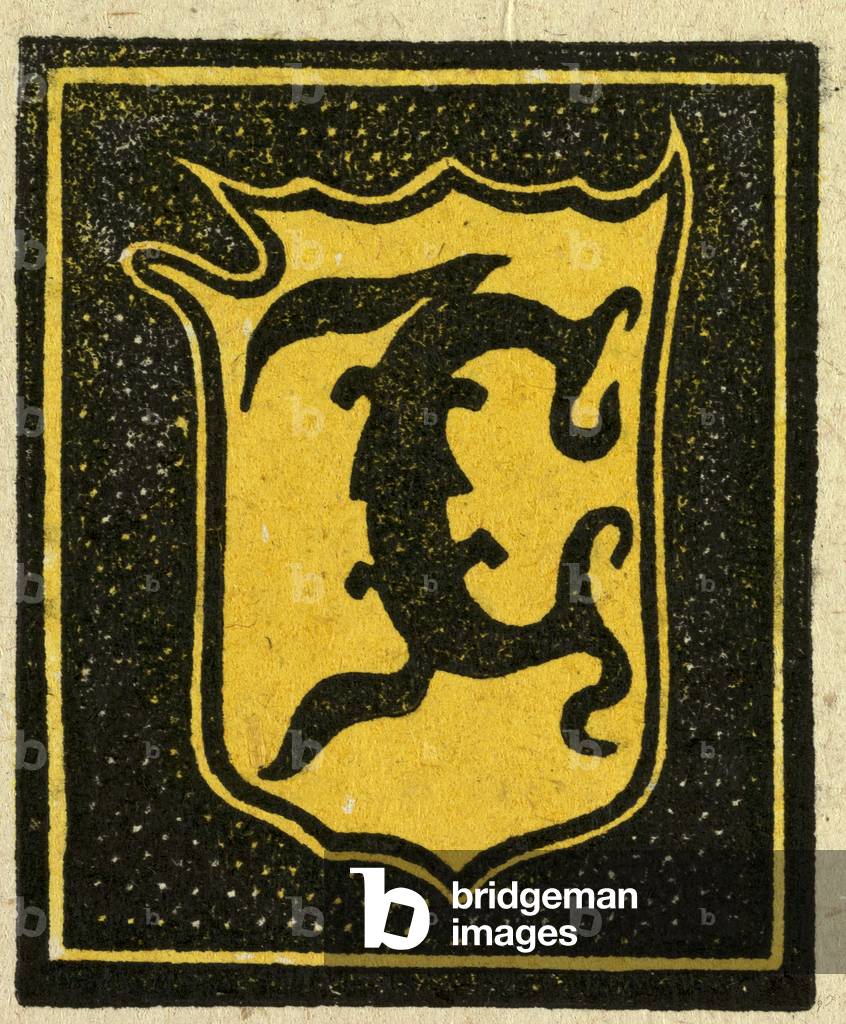 Illustration of English Tales Folk Tales and Ballads. A Coat of Arms Depicting the Letter C