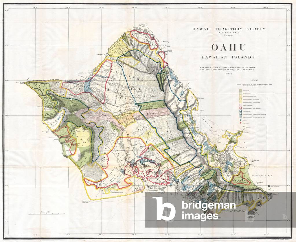 1902, Land Office Map of the Island of Oahu, Hawaii, Honolulu