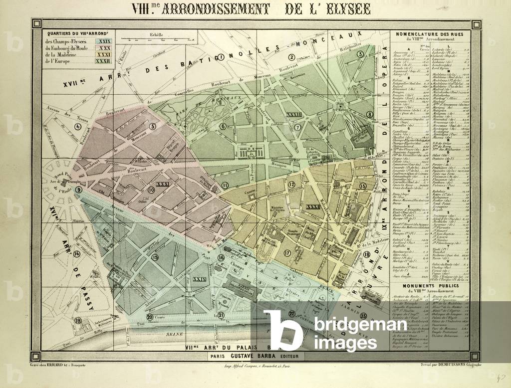 Map of the 8th Arrondissement De L'Elysee Paris France