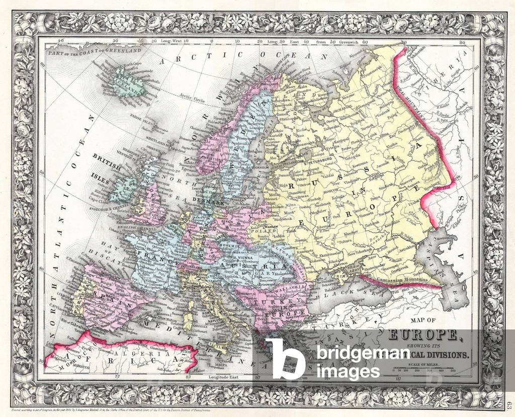 1860, Mitchell Map of Europe
