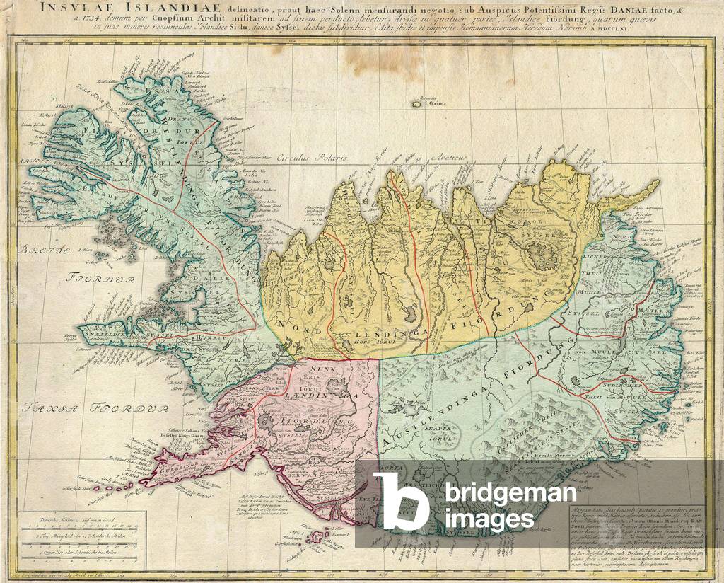 1761, Homann Heirs Map of Iceland Insulae Islandiae